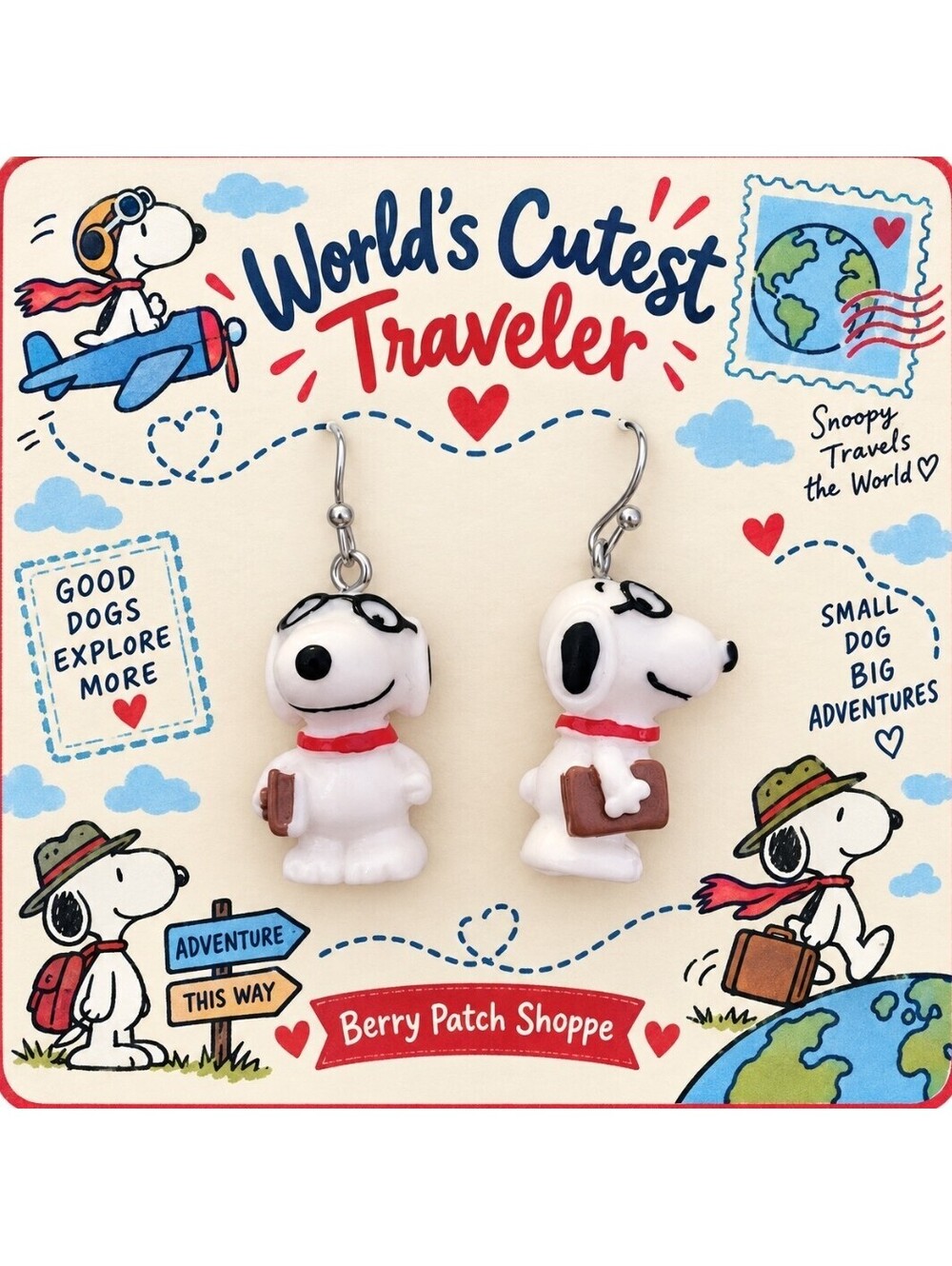 Peanuts Snoopy World Travler Earrings